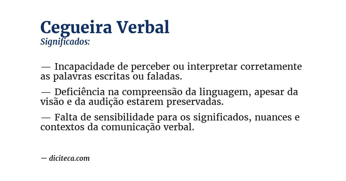 Significado de cegueira verbal
