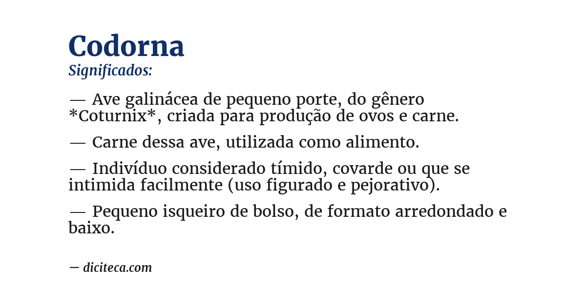 Significado de codorna