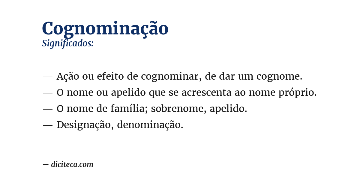 Significado de cognominação