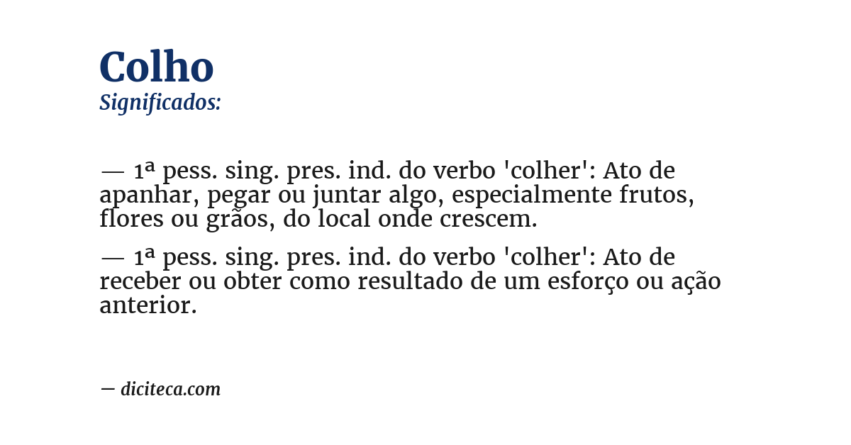 Significado de colho
