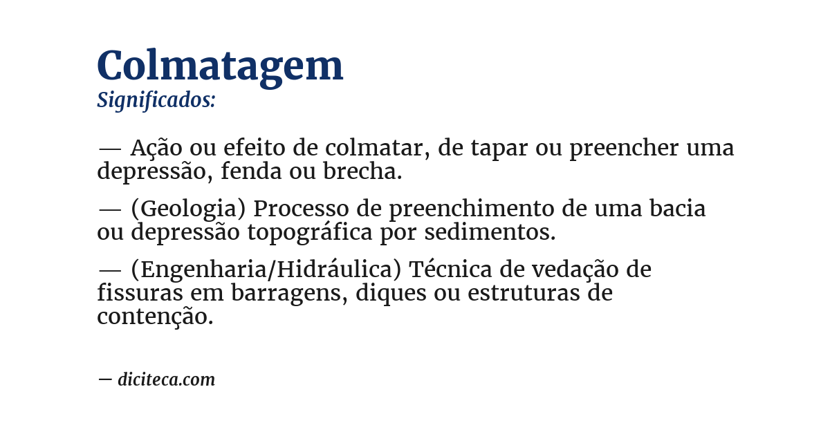 Significado de colmatagem