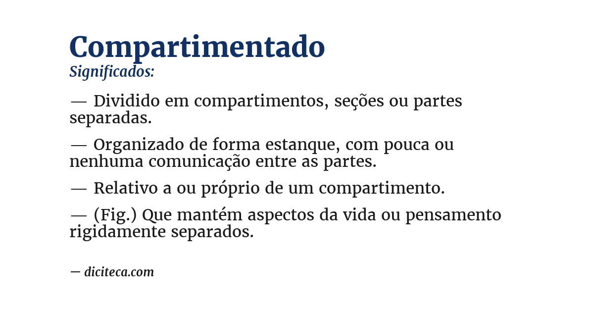 Significado de compartimentado