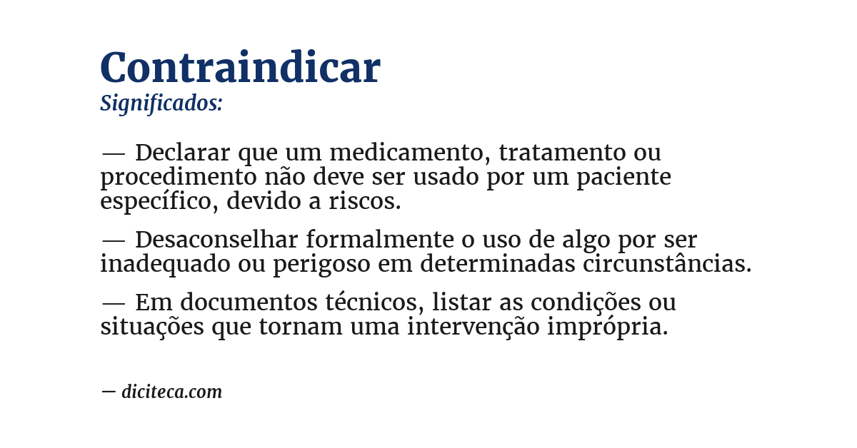 Significado de contraindicar