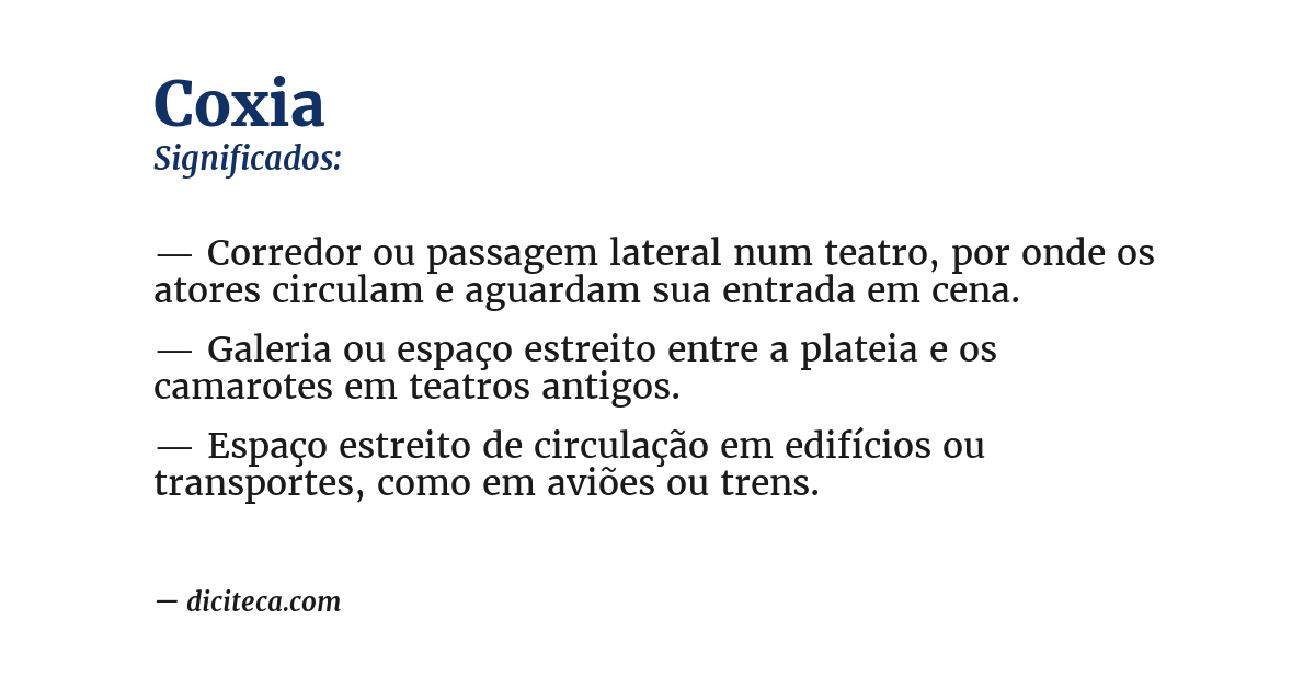 Significado de coxia