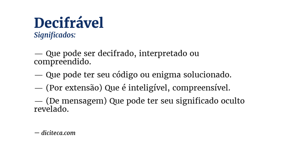Significado de decifrável
