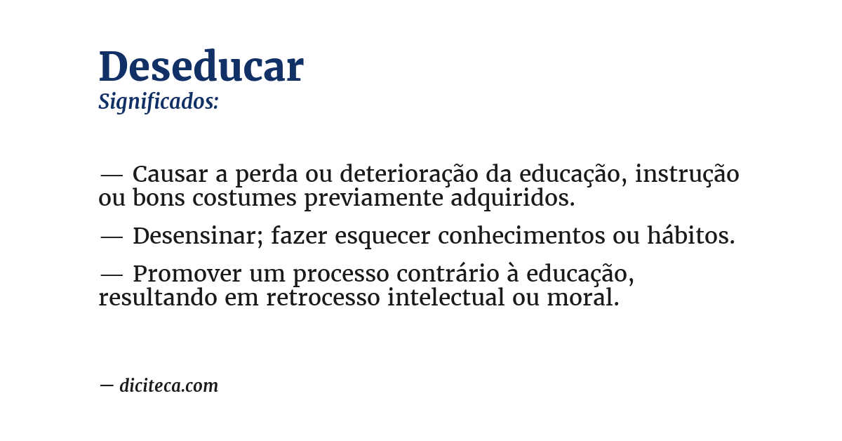 Significado de deseducar