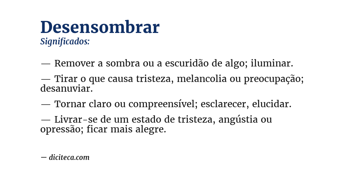 Significado de desensombrar