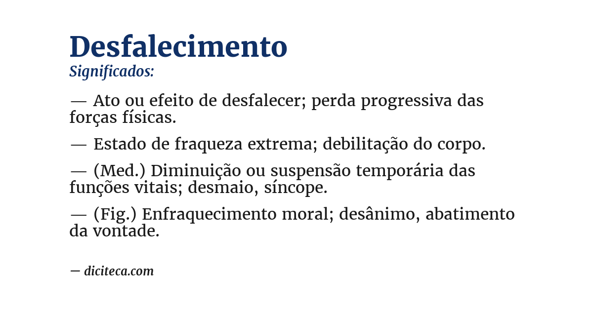 Significado de desfalecimento