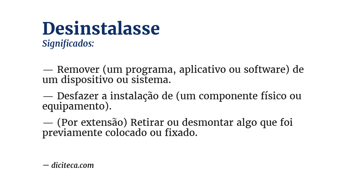 Significado de desinstalasse