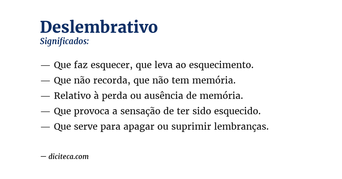 Significado de deslembrativo
