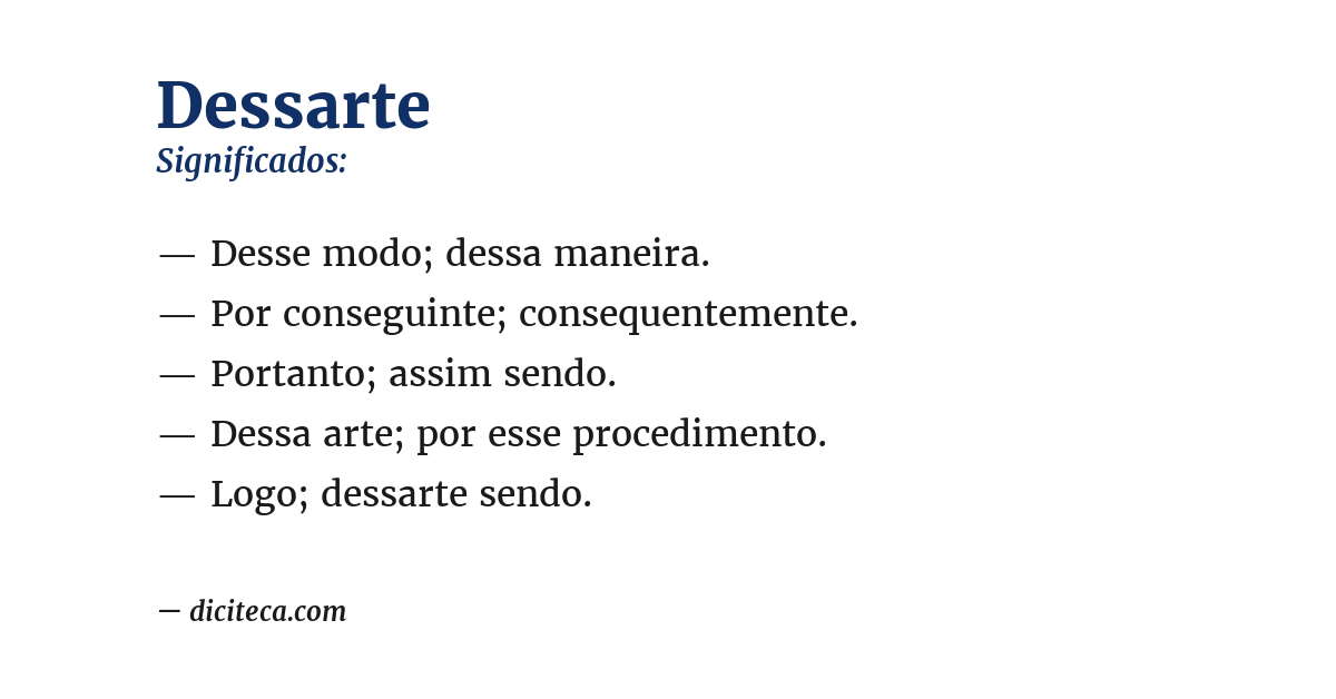 Significado de dessarte