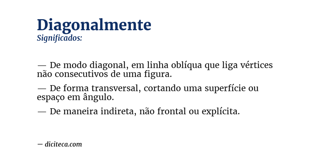 Significado de diagonalmente