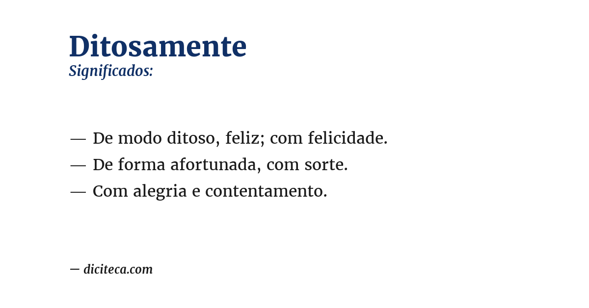 Significado de ditosamente