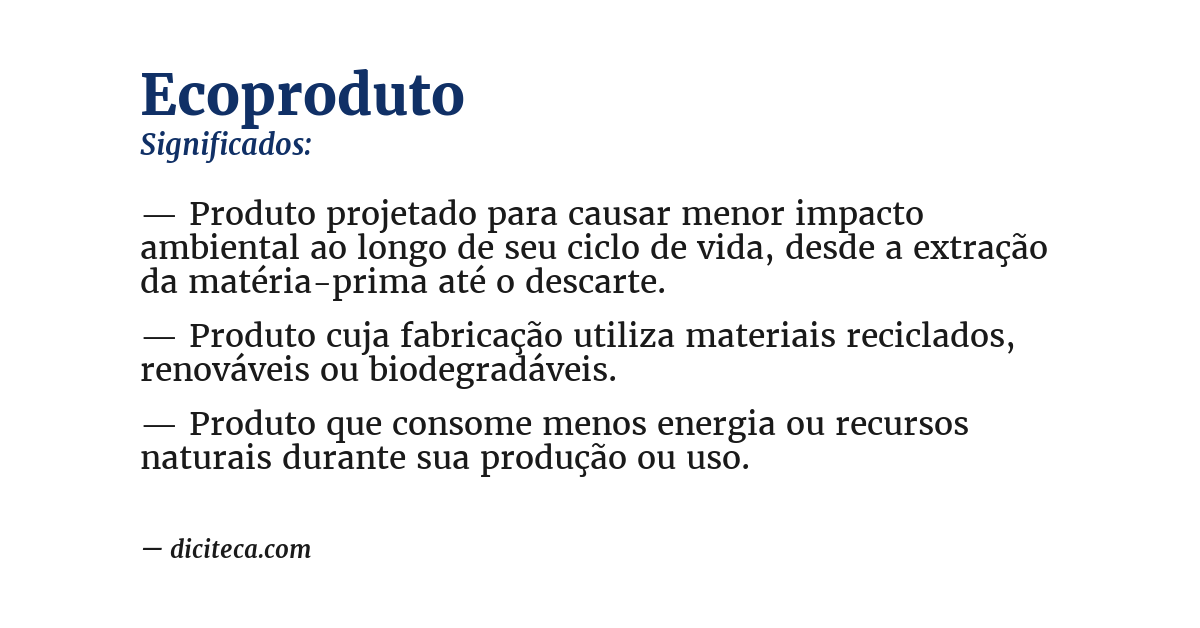 Significado de ecoproduto
