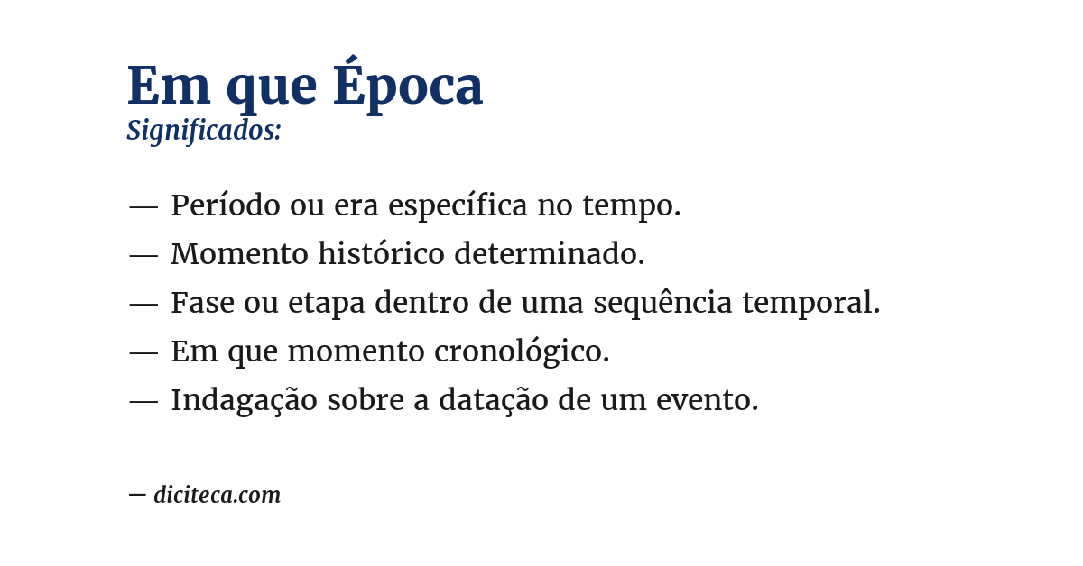 Significado de em que época