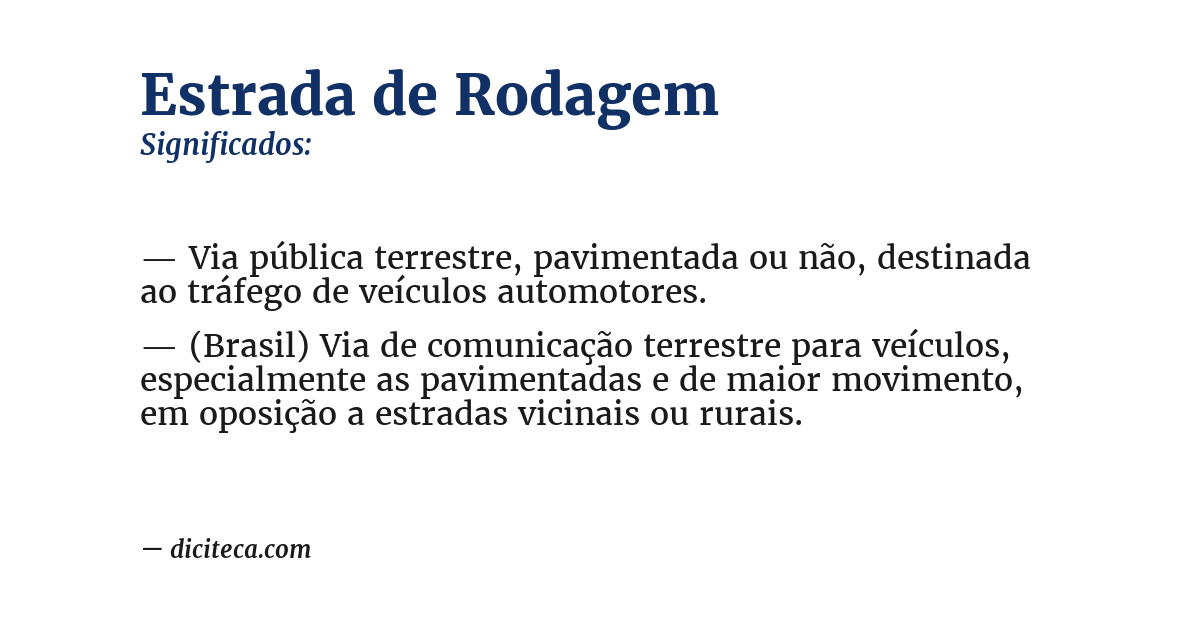 Significado de estrada de rodagem