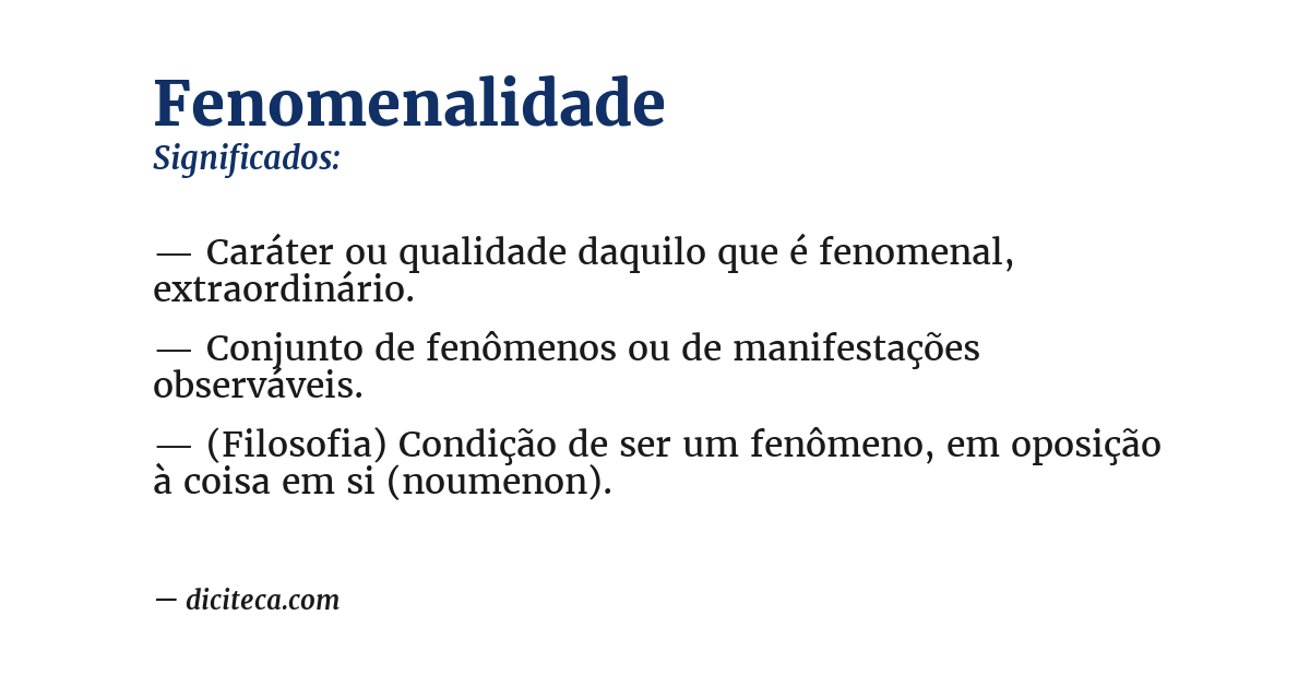 Significado de fenomenalidade