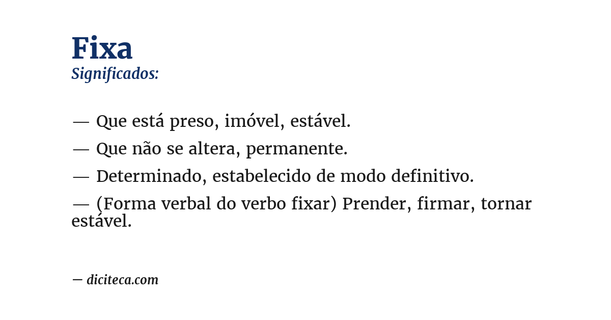 Significado de fixa