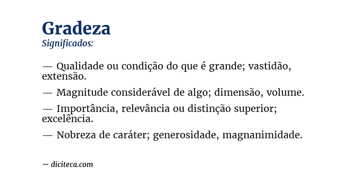 Significado de gradeza