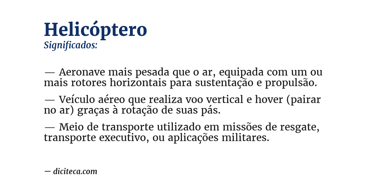 Significado de helicóptero