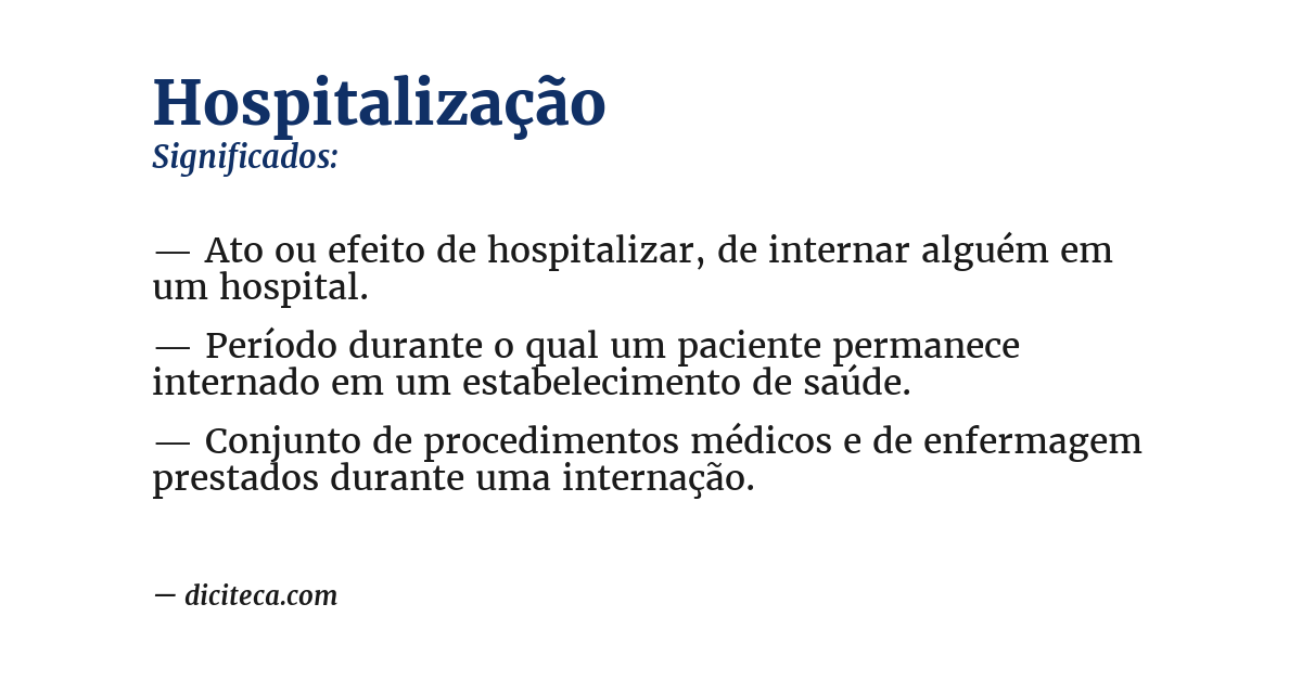 Significado de hospitalização