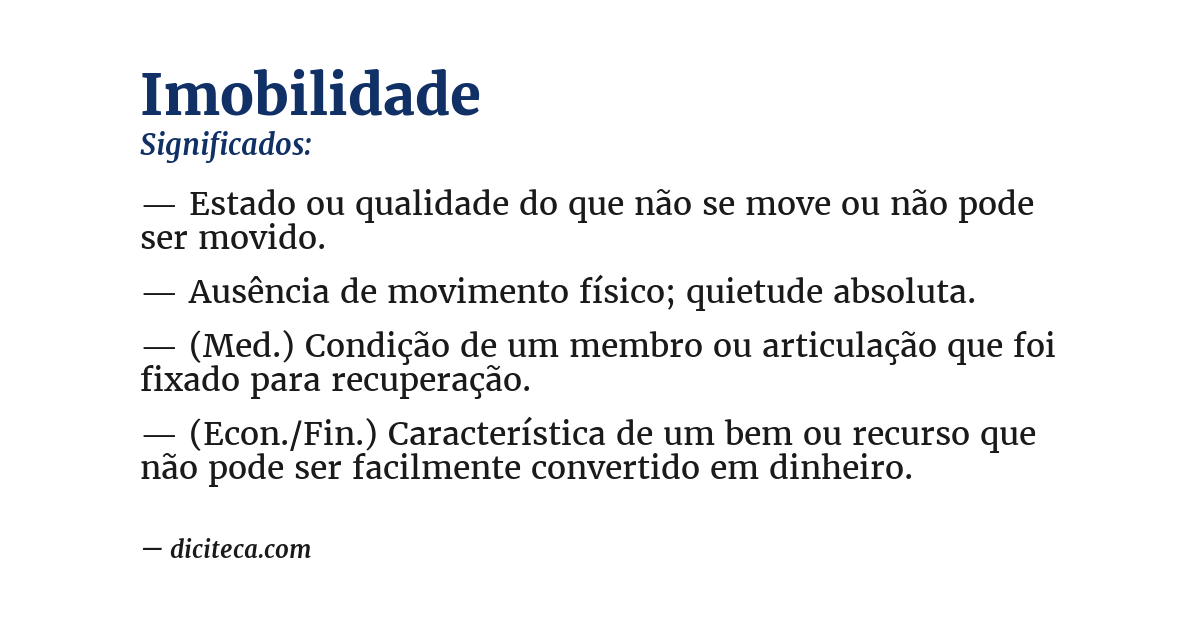 Significado de imobilidade