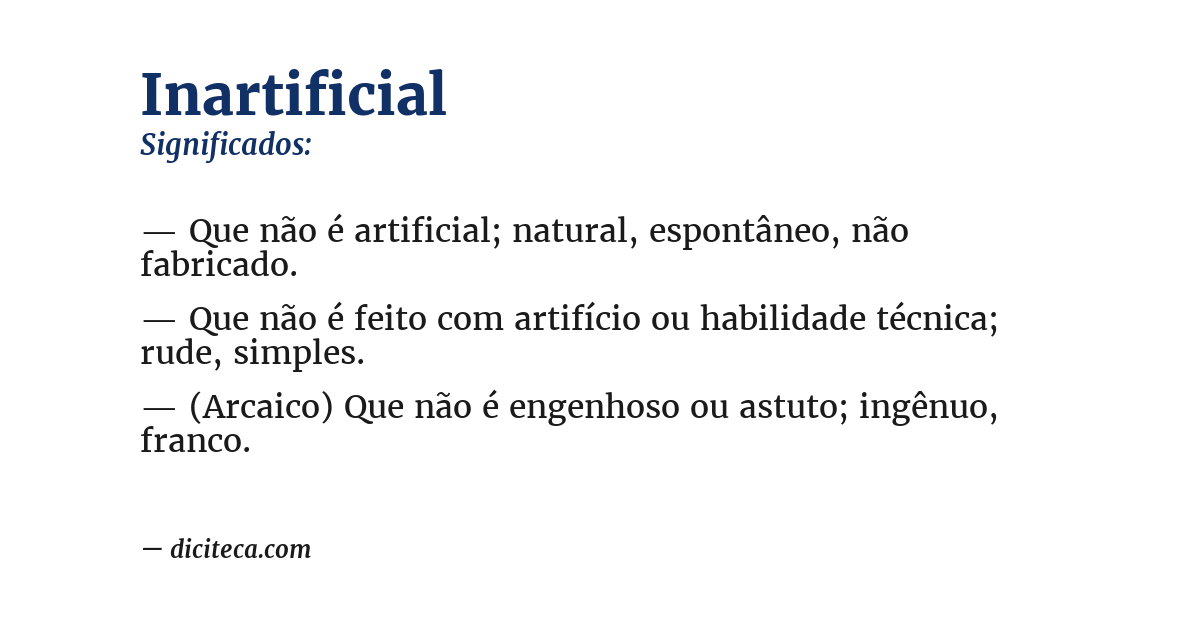 Significado de inartificial