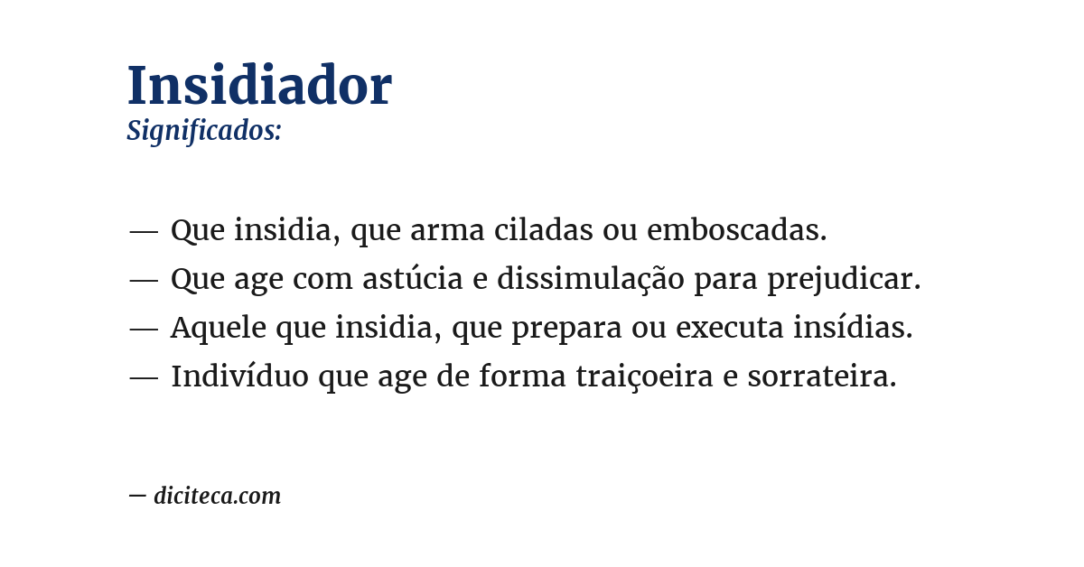 Significado de insidiador