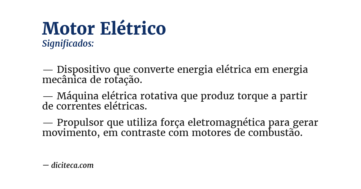 Significado de motor elétrico