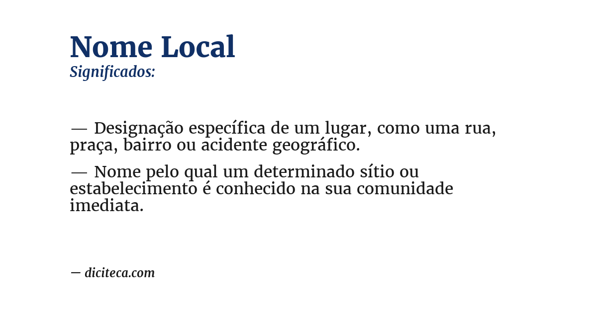 Significado de nome local