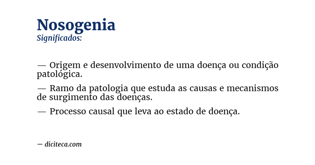 Significado de nosogenia