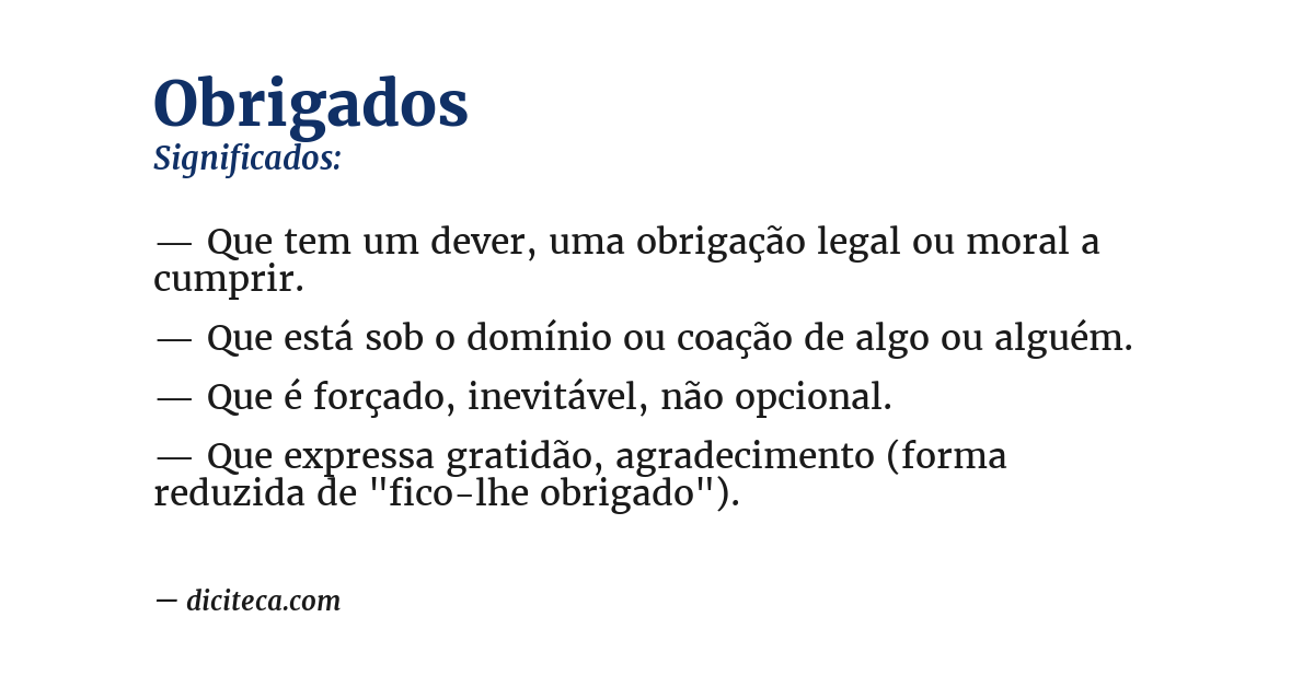 Significado de obrigados