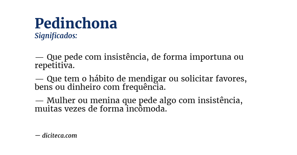 Significado de pedinchona