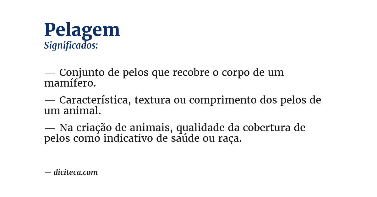 Significado de pelagem