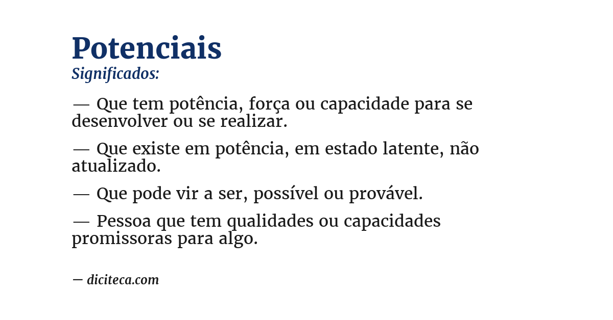 Significado de potenciais