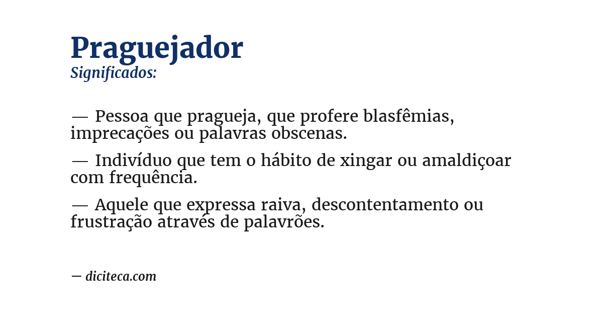 Significado de praguejador