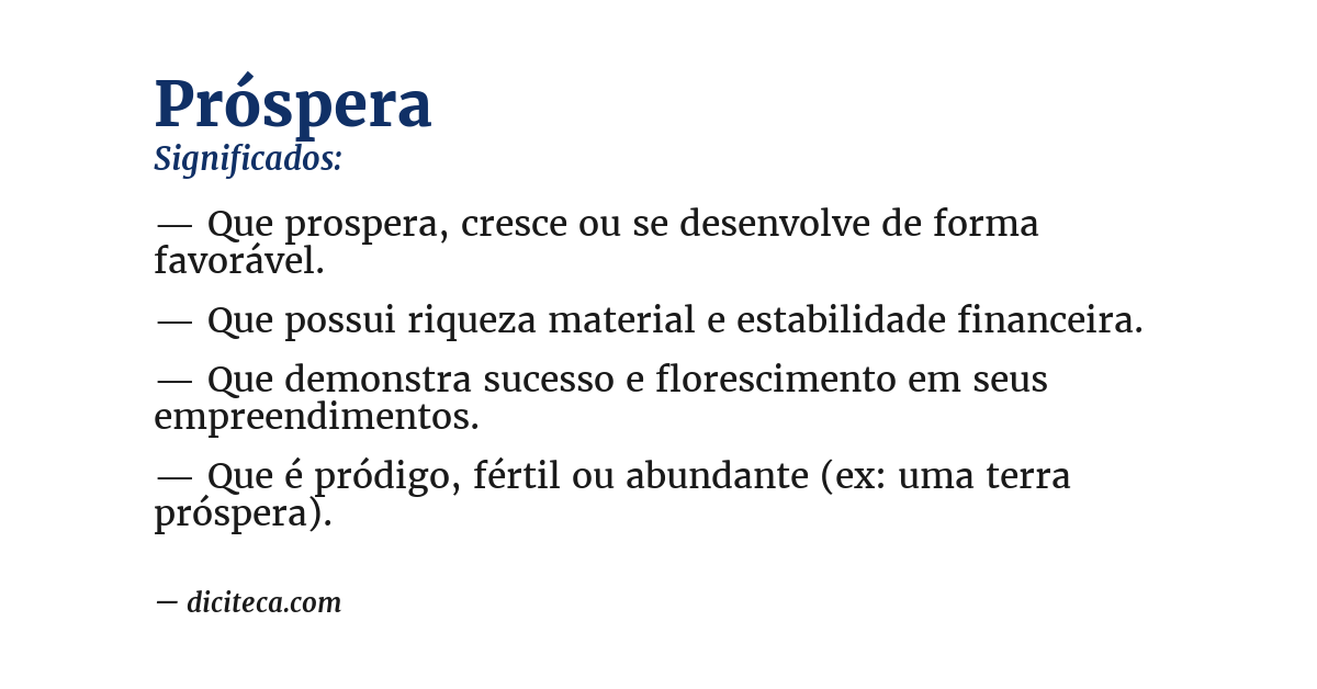 Significado de próspera