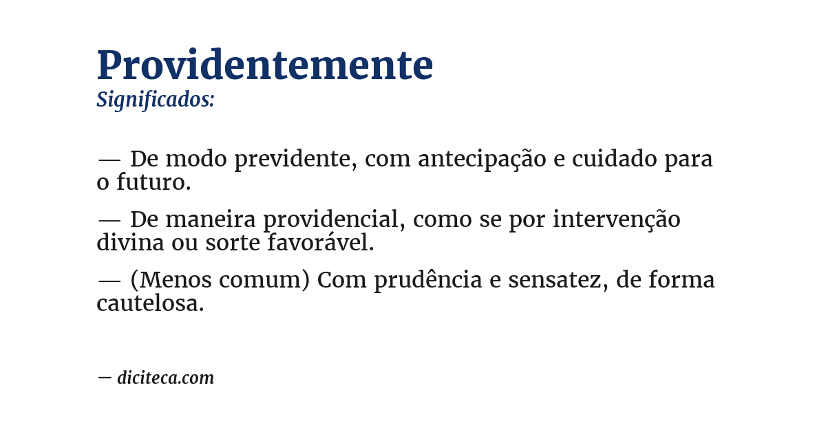 Significado de providentemente