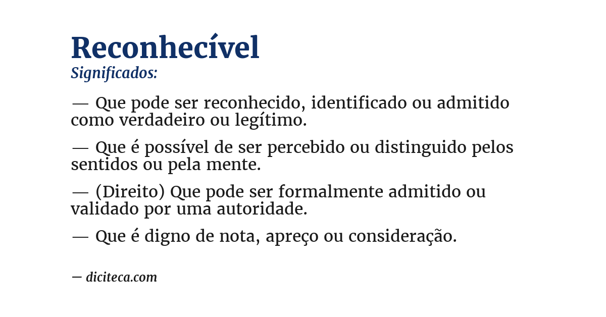 Significado de reconhecível