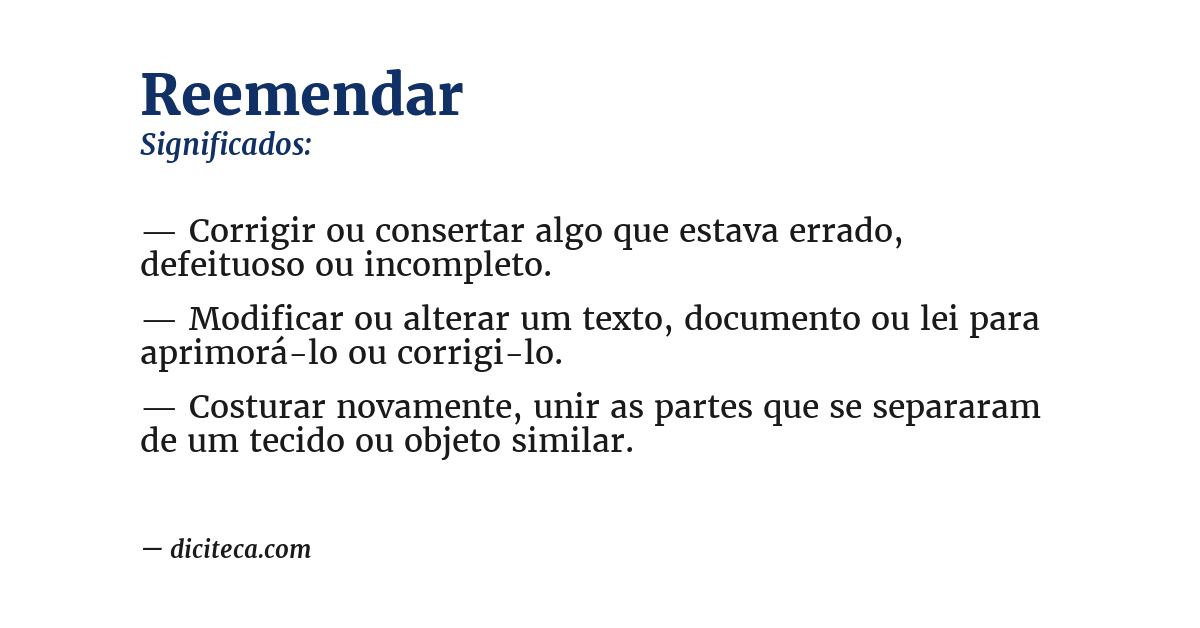 Significado de reemendar
