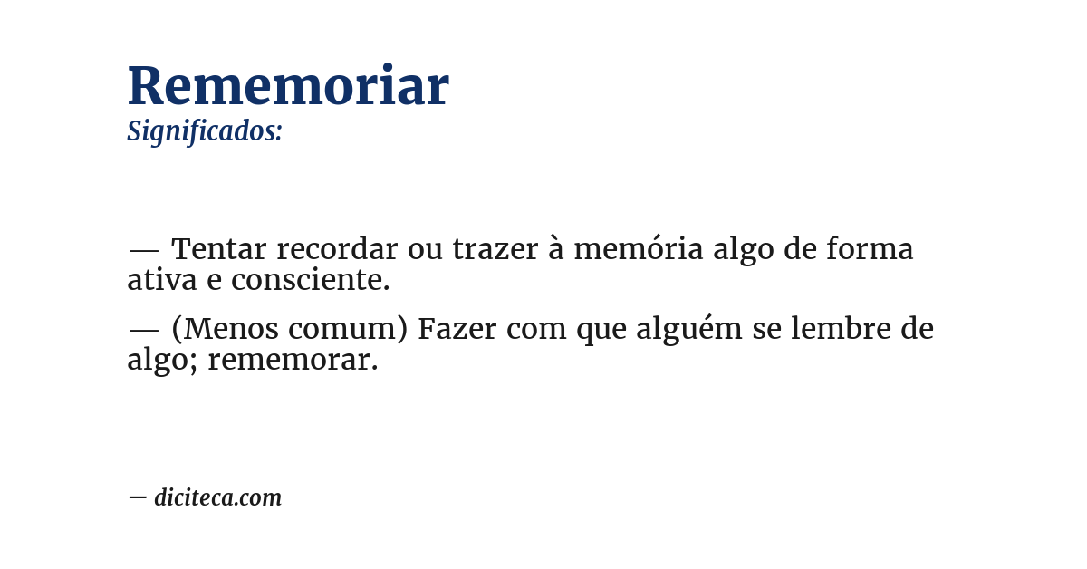 Significado de rememoriar