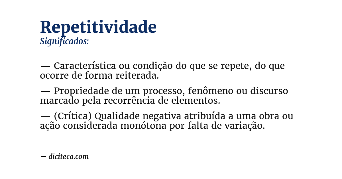 Significado de repetitividade
