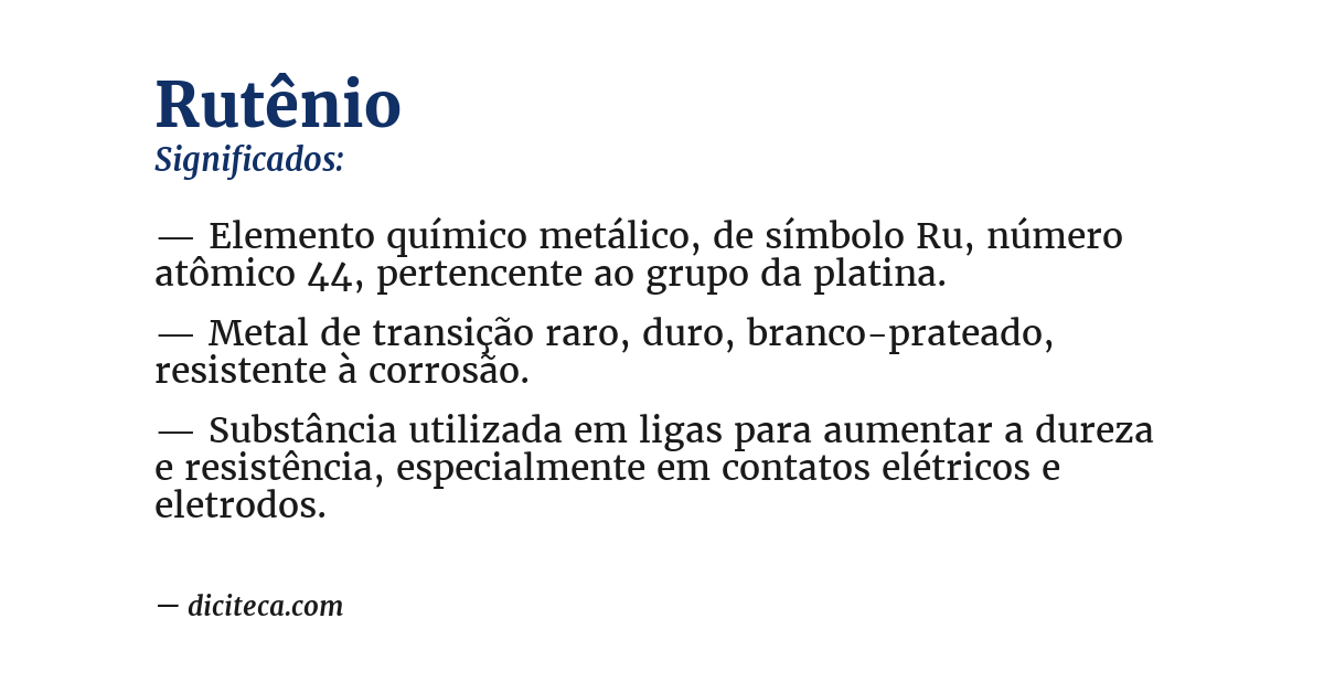 Significado de rutênio