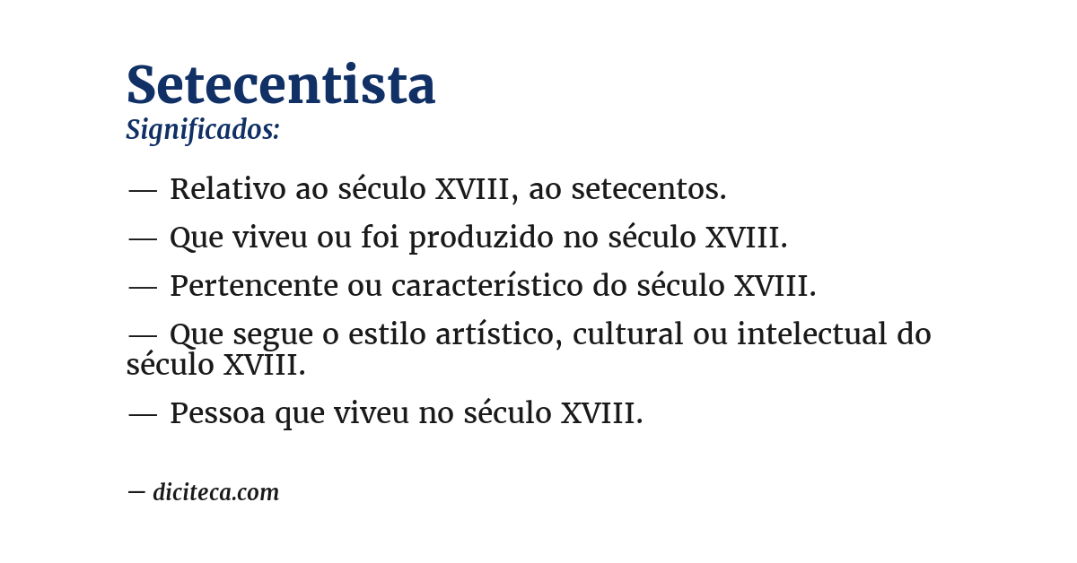 Significado de setecentista