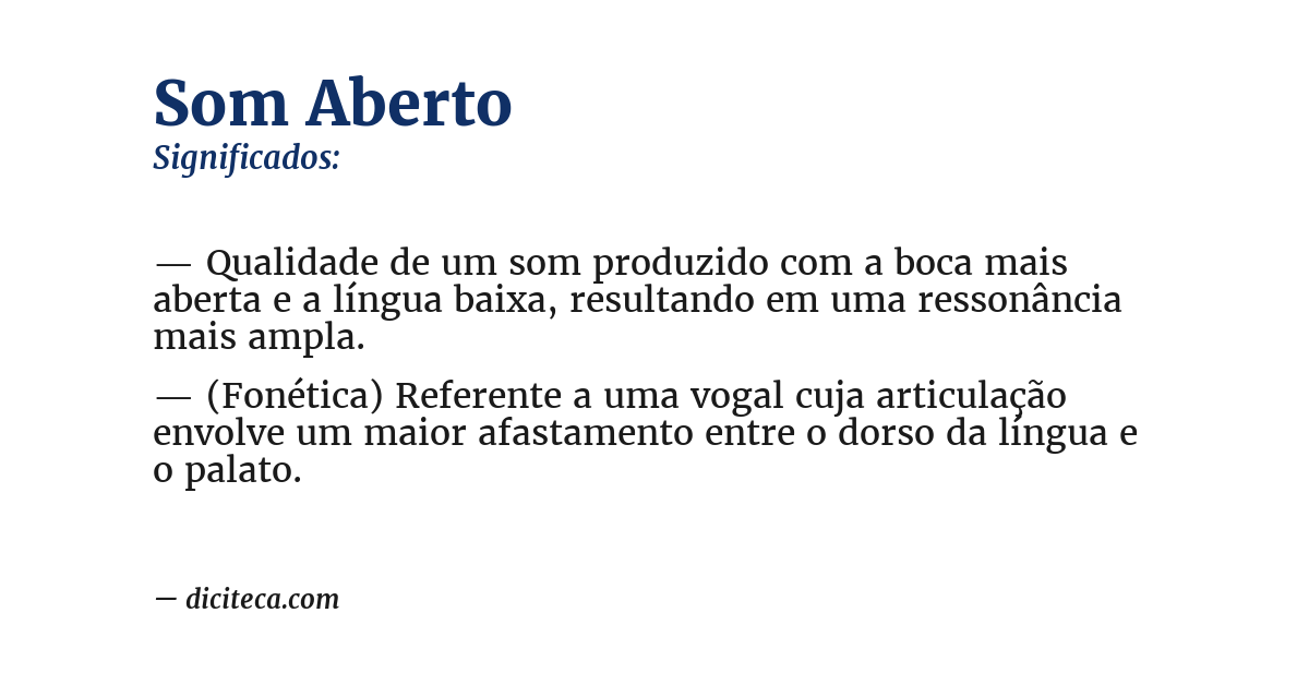 Significado de som aberto