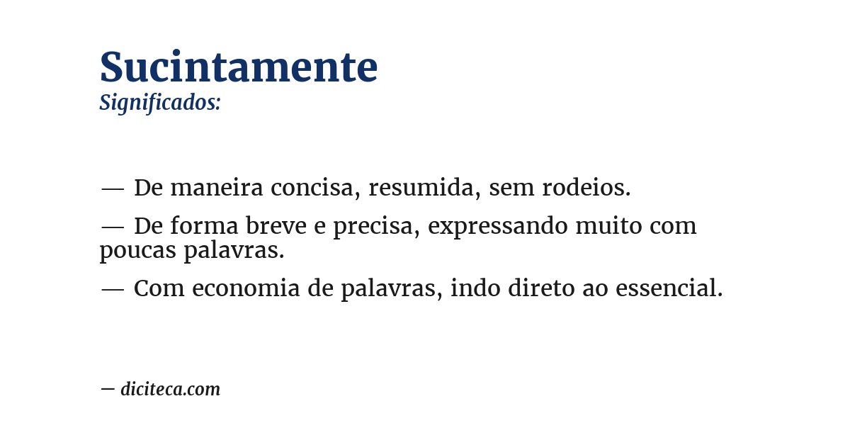 Significado de sucintamente