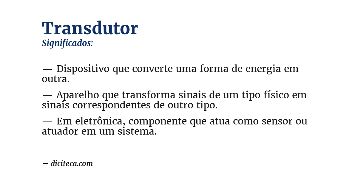 Significado de transdutor