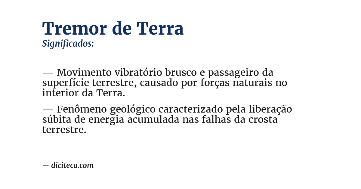 Significado de tremor de terra