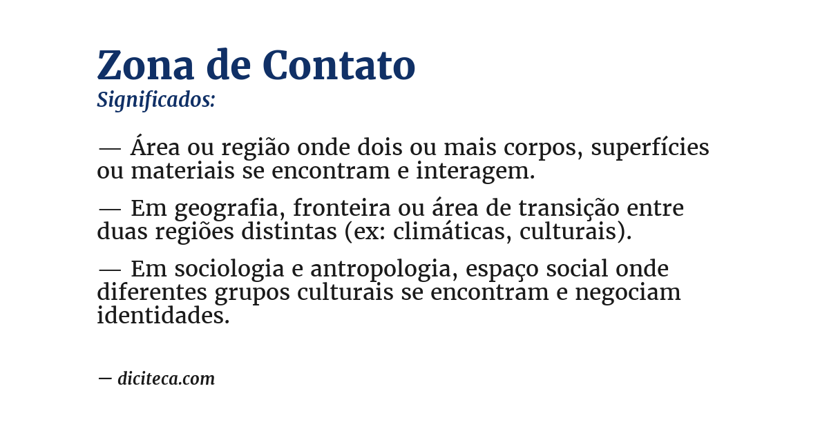 Significado de zona de contato