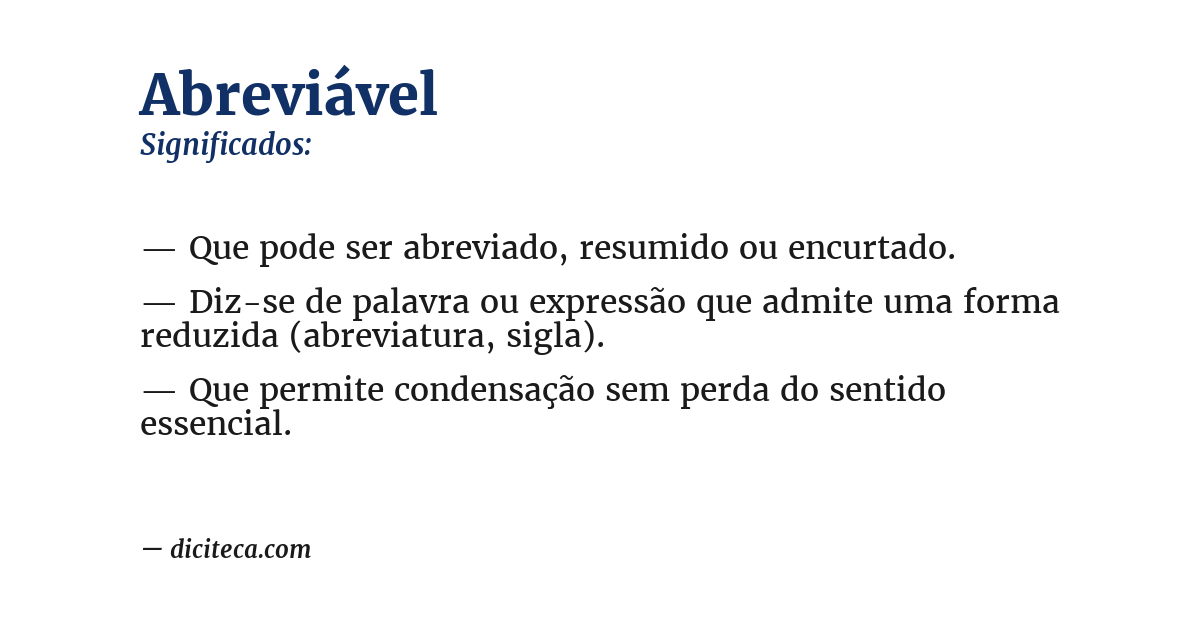 Significado de abreviável